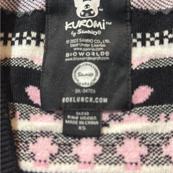 Pink & Black Character Knit Cardigan Sweater - Heart Button Detail - Picture 2 of 3